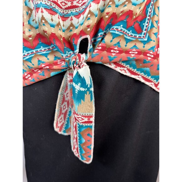 Live and Let Live Sheer Multicolored Tie-Front Top Size M 100% Polyester - Picture 12 of 16